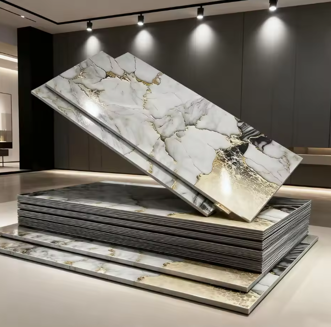 Hot Sale Indoor Wall Panel Modern Marble Style PVC Living Room Decorative Wall Panel Quick Installation Fashion Light Luxury