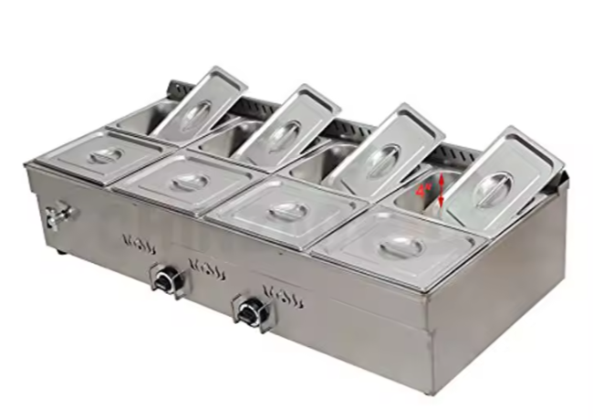 Catering Buffet Equipment Table Top 8-Pan LP Gas Bain-Marie Buffet Steam Gas Bain Marie Food Warmer