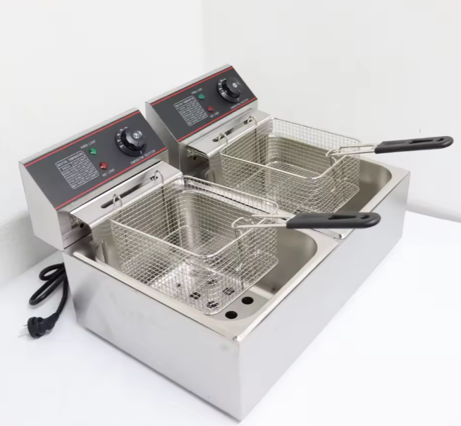 Commercial Kitchen Restaurant Catering Equipment Chicken Potato Double Tank Fat Fryer Electric Deep Fryers